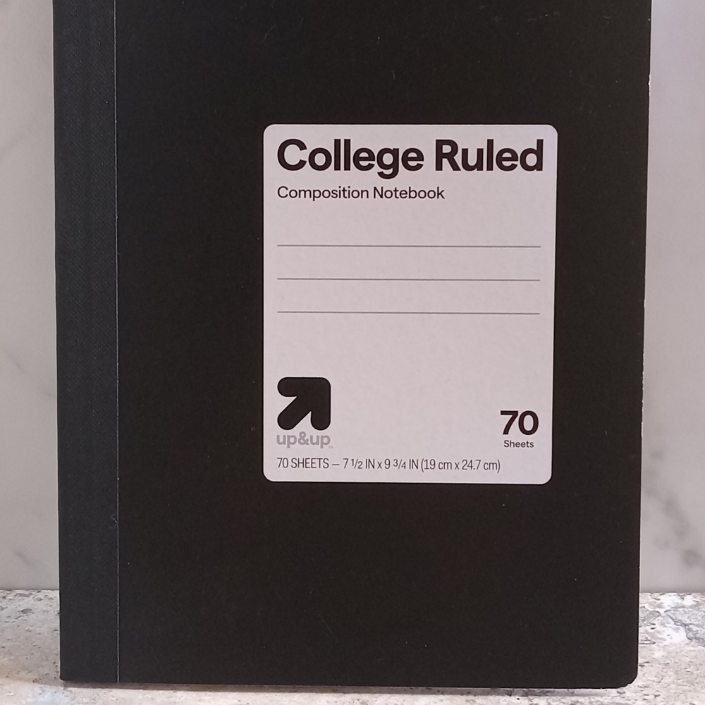 Black College Ruled Composition Notebook